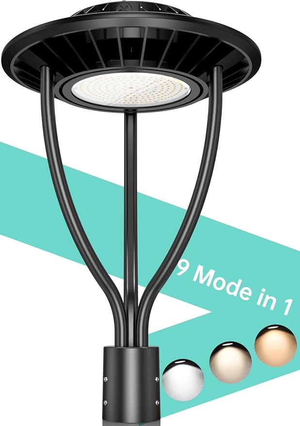 LED Post Top Light ETL Listed 60W 48W 36W Adjustable 3CCT Adjustable Outdoor Pole Lights with Photocell IP65 Waterproof Post LED Fixture for Garden Yard Street Lighting