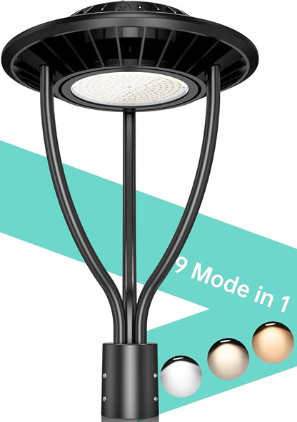 LED Post Top Light ETL Listed 150W 120W 90W Adjustable 3CCT Adjustable Outdoor Pole Lights with Photocell IP65 Waterproof Post LED Fixture for Garden Yard Street Lighting