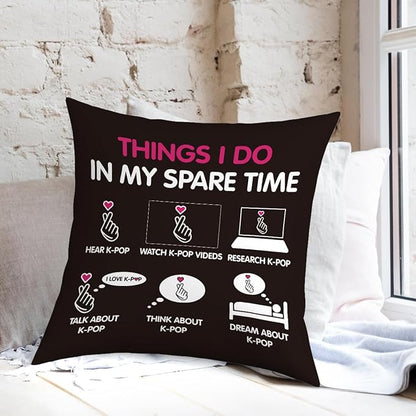 K-pop Decor, Just a Girl Who Loves K-pop Room Decor, Girls K-pop Gifts Rustic Anime Lovers Throw Pillow Covers for Living Room Home Girl Bedroom Decoration Gifts