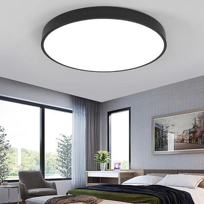 LED Modern Round Recessed Ceiling Light, 20 Inch, 36W 3000K-6000K Dimmable, Black Close to Ceiling Lighting for Living Room & Bedroom