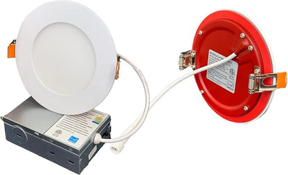 E2 LIGHTING 4" FIRE-Rated Downlight, 9W LED, 5 CCT TUNABLE 2700K-5000K, IC Rated, CANLESS RECESSED Ceiling Light, Commercial Indoor USE (4 in)