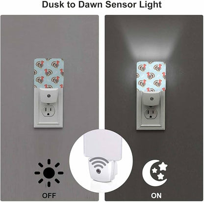 LED Night Light Plug into Wall with Dusk to Dawn Light Sensor White Energy Efficient Cute Cartoon Turkey Nightlight for Bedroom Bathroom Hallway Living Room Kitchen