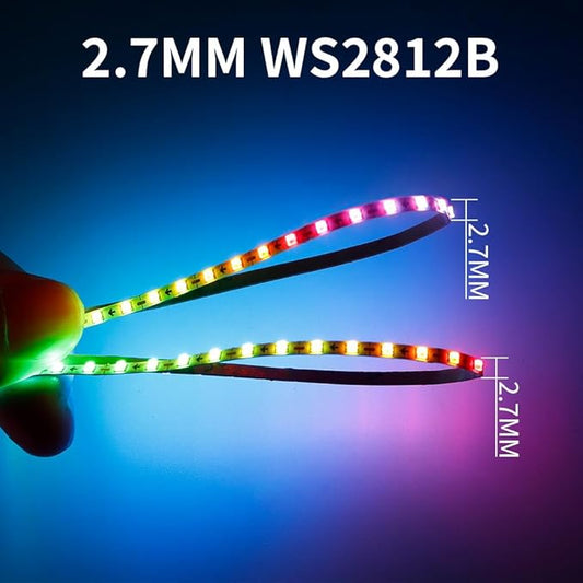 3.2FT WS2812B WS2812 2.7mm Ultra Narrow LED Strip,160LEDs/m Individually Addressable Dream Color Flexible Smart Light Tape for Bedroom,Kitchen,Stage,TV Backlight,DC5V