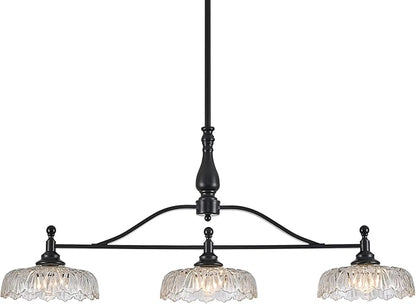 HDDFL Chandeliers Pendant Light Fixture Modern Pendant Lighting Fixtures 3 Lights Chandelier Matte Black Kitchen Glass Hanging Lamp for Island Dining Room Living Room