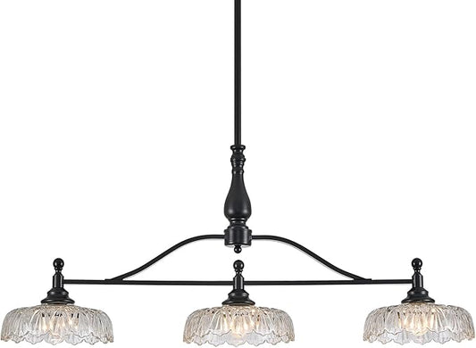 HDDFL Chandeliers Pendant Light Fixture Modern Pendant Lighting Fixtures 3 Lights Chandelier Matte Black Kitchen Glass Hanging Lamp for Island Dining Room Living Room