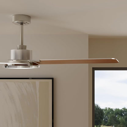 Ceiling Fans with Lights and Remote Control, 52 Inch Modern Ceiling Fan with 3CCT Dimmable LED, 6 Speeds, Quiet Reversible DC Motor, Timer, Nickel Ceiling Fan for Living Room, Kitchen, Outdoor Patio