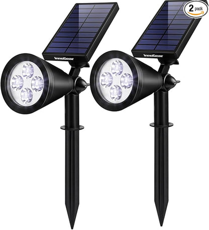 InnoGear Solar Lights Outdoor Waterproof Solar Garden Light for Outside Yard Landscape Lighting Pathway Spot Lights Spotlight Wall Light Auto On/Off, Pack of 2 (Cool White)