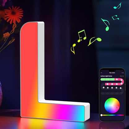 Light Up Letters Marquee Letter - Music Sync RGB Color Changing LED Lights Letter Logo Game Lights for Girls Women Party Birthday Christmas Valentine's Day Wall Desktop Decoration (MRGB-L)