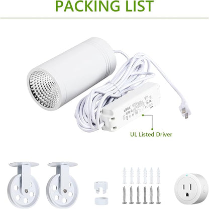 HMVPL Hanging Grow Light, Plant Lights Full Spectrum with 4000K 40W COB Bulb, Pulleys and Smart Timer, Indoor Grow Lamp for Tall Tree Hydroponics