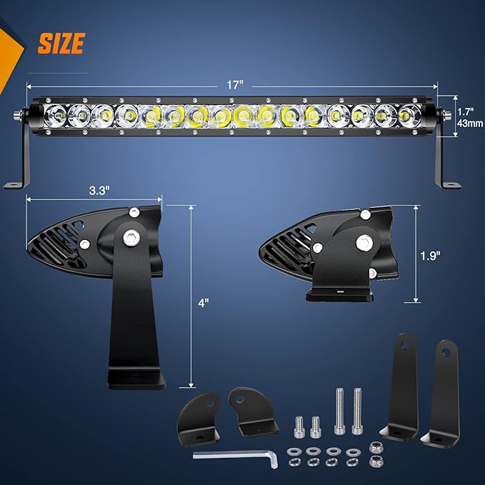 Nilight - 40004C-A LED Light Bar 21inch 100W Spot & Flood Combo Single Row 9000LM Off Road 3D LED Fog & Driving Light Roof Bumper Light Bars for Jeep Ford Trucks Boat , 2 Years Warranty