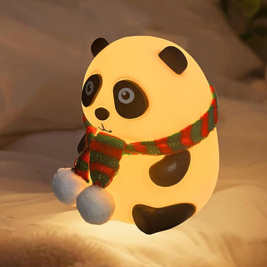 Cute Panda Night Light, LED Soft Clay Novelty Animal Night Light with 7 Color Modes, Soft Silicone Dimming for Decoration (Panda)