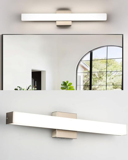 Bathroom Vanity Light Brushed Nickel Square LED 24 inch 14W 4000K Natural White Light Wall Bar Lighting Fixtures Over Mirror (Brushed Nickel, 24inch 4000K Dimmable)