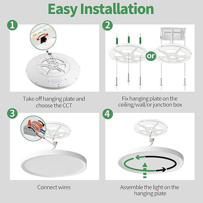 20 Inch Dimmable LED Flush Mount Ceiling Light,40W,4350LM, 2700K/3000K/4000K/5000K/6000K CCT Selectable,Round Flat Panel Light Low Profile Ceiling Light Fitures for Hallway/Kitchen/Bedroom