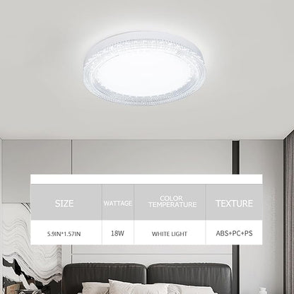 Ultra Thin 7 Inch LED Flush Mount Ceiling Light, 18W 5000K Hardwire Fixture, Round White Lamp for Kitchen Bedroom Hallway