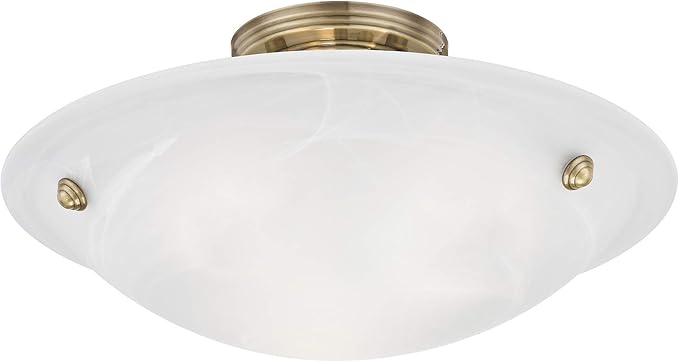 Livex Lighting 4273-01 Oasis 3-Light Ceiling Mount, Antique Brass