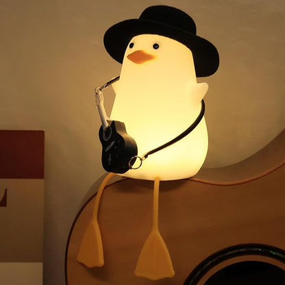 Anywin Duck Night Light, Squishy Duck Lamp, Silicone Bedside Light Up Funny Duck with Dimmer & Rechargeable. Birthday Gifts for Friends Women(Guitar Duck)