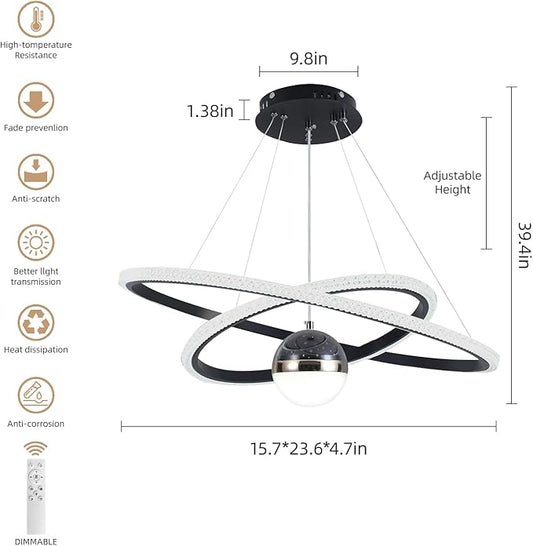 My Precious Modern Chandelier, Dimmable LED Chandelier with 3 Color Temp, Hanging Pendant Light for Kitchen Island, Modern Chandliers for Dinning Room, Bedroom, Living Room