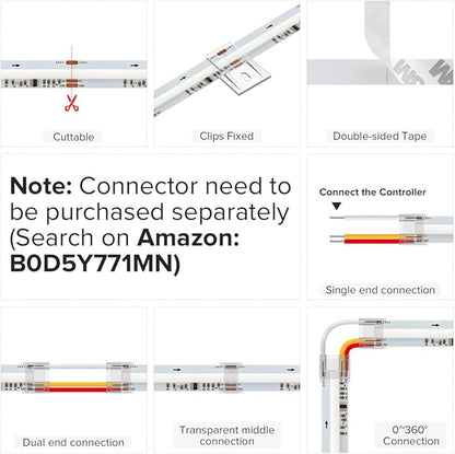 BTF-LIGHTING WS2811 Smart IC RGB FCOB COB LED Strip, UL Listed 720LEDs/m High Density Color Chasing Uniform Light, DC12V 9.8FT 12mm Width Tape Light for Home Party DIY Decor(No Adapter or Controller)