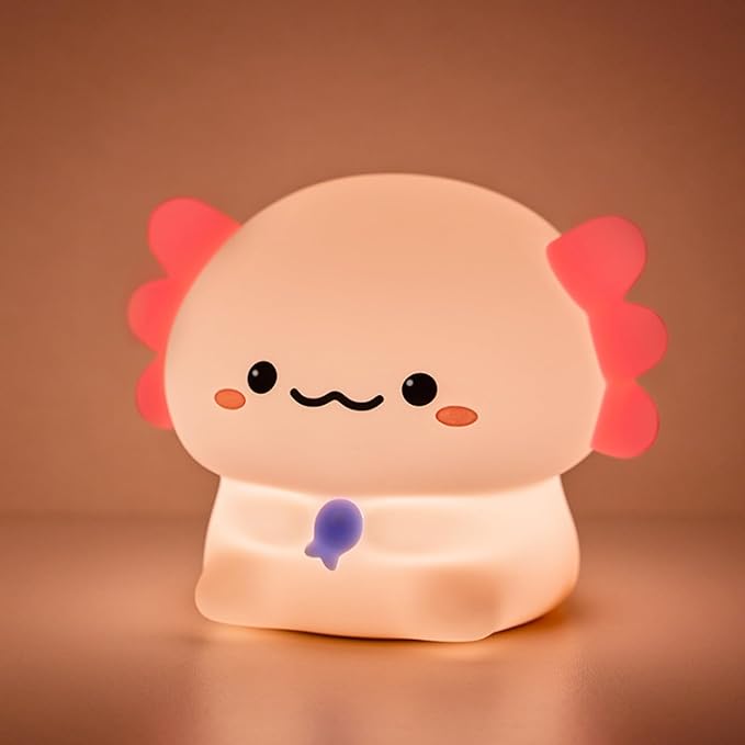 Axolotl Cute Cartoon Nursery Night Lights, Animal Design Safe Silicone Soft LED Nursery Lamp for Toddler Room Decoration