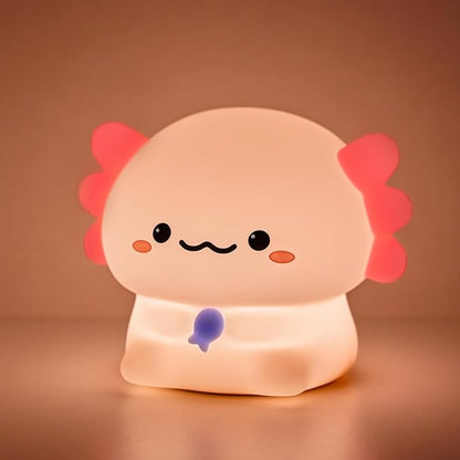 Axolotl Cute Cartoon Nursery Night Lights, Animal Design Safe Silicone Soft LED Nursery Lamp for Toddler Room Decoration