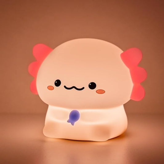 Axolotl Cute Cartoon Nursery Night Lights, Animal Design Safe Silicone Soft LED Nursery Lamp for Toddler Room Decoration