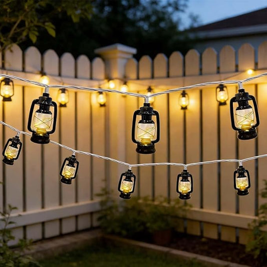 8.5Ft Black Mini Kerosene String Lights Outdoor, Summer Beach Themed Decoratives String， Plug in Indoor Fairy Lights for Outdoor Indoor Beach Tropical Party Bedroom Birthday Decor