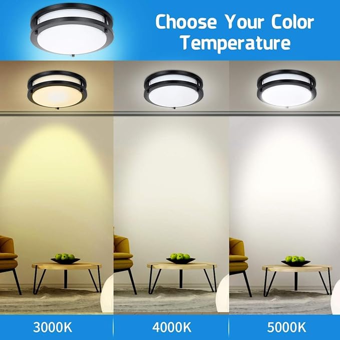 Drosbey 50W Dimmable LED Flush Mount Ceiling Light Fixture, Ceiling Lights for Kitchen, Bedroom, Bathroom, Garage, Super Bright 5000 Lumens, 3000K/4000K/5000K Adjustable, UL Listed