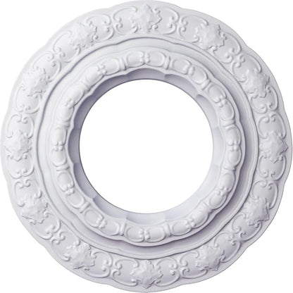 Ekena Millwork CM15LI Lisbon Ceiling Medallion, 15 3/8"OD x 7"ID x 1"P (Fits Canopies up to 7"), Factory Primed
