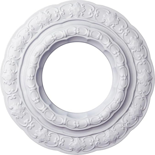 Ekena Millwork CM15LI Lisbon Ceiling Medallion, 15 3/8"OD x 7"ID x 1"P (Fits Canopies up to 7"), Factory Primed