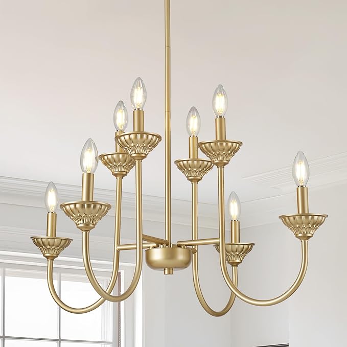 29" French Country Chandelier, 6-Light Farmhouse Pendant Light, Vintage Rustic Candle Lighting Fixture for Dining Room, Bedroom, Kitchen Island, Entryway, Living Room