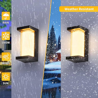 3000K LED 18W Aluminum Rectangular Outdoor Wall Sconce Exterior Light Outside Light Fixture, Black with Warm White, IP64 Waterproof Wall Lights for House Patio Porch Garage