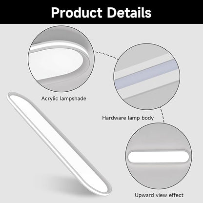 37.4" Metal LED Ceiling Light,Slim, Edge Lit - 55W Full Spectrum Linear Ceiling Lamps,6500K Cool White Modern Ultra Thin Low Profile Light Fixture for Kitchen, Garage Home & Office Hallway