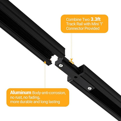 VANoopee 6-Light LED Track Lighting Kit with 6.6FT H Type Track Rails, Dimmable Track Light Heads Bright Ceiling Spotlight Fixture for Kitchen Accent Art, 3000K Warm White, No Flicker 10W 800lm Black