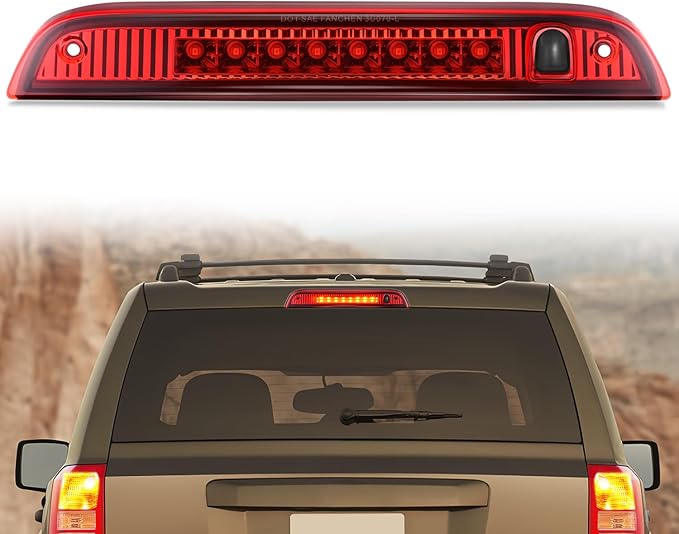Nilight Third Brake Light Tail High Mount 3rd Stop Lights Red Lens Compatible with Jeep Patriot 2007 2008 2009 2010 2011 2012 2013 2014 2015 2016 2017 Van SUV Rear Center Cab Lamp