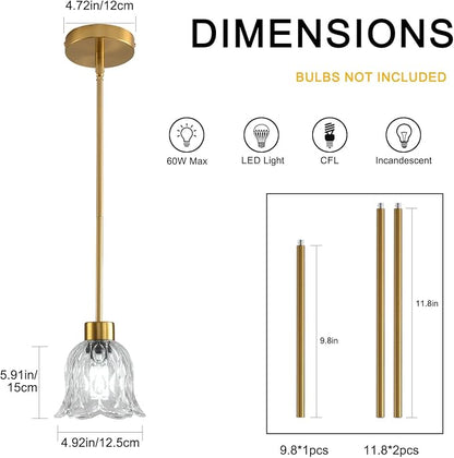 Pendant Lamp with Glass Shade, Modern Antique Brass Pendant Lights,Hanging Light Vintage Glass Shade, Island Light Pendant Light Fixture for Bedroom Living Room Kitchen