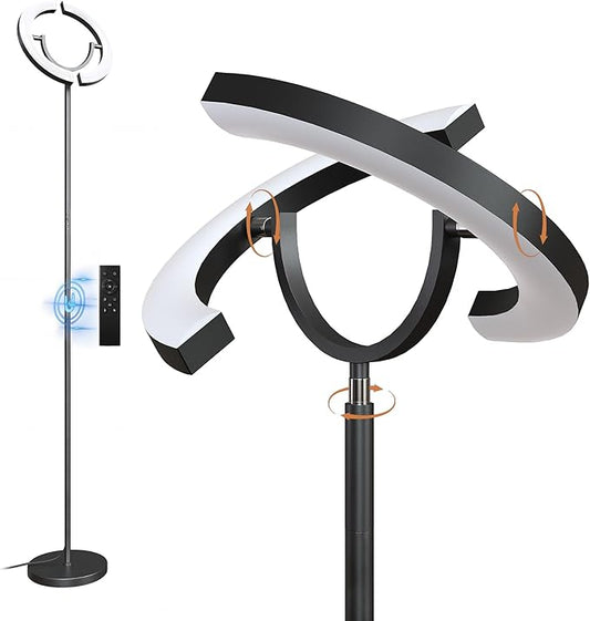 【Upgraded】Modern LED Floor Lamp - 30W Super Bright Standing Lamp, 350° Rotating Reading Floor Lamp with Remote Control, 3000K-6500K Stepless Dimmable, Tall Floor Lamp for Living Room, Bedroom, Office