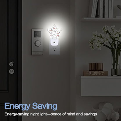 Unicorn Rainbow Nightlight,Colorful Stars Star Night Lights Plug into Wall Decorations for Bedroom Bathroom,Dusk to Dawn Sensor Kitchen Hallway Stairs Energy Efficient Desk Lamp