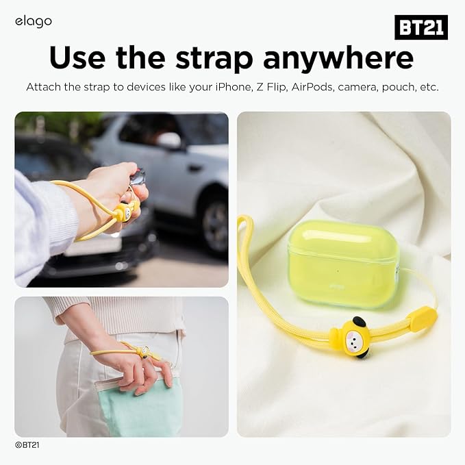 elago | LINE FRIENDS BT21 [OFFICIAL MERCHANDISE] Lanyard Wrist Strap, phone charm, keychain, Anti drop, Adjustable Button