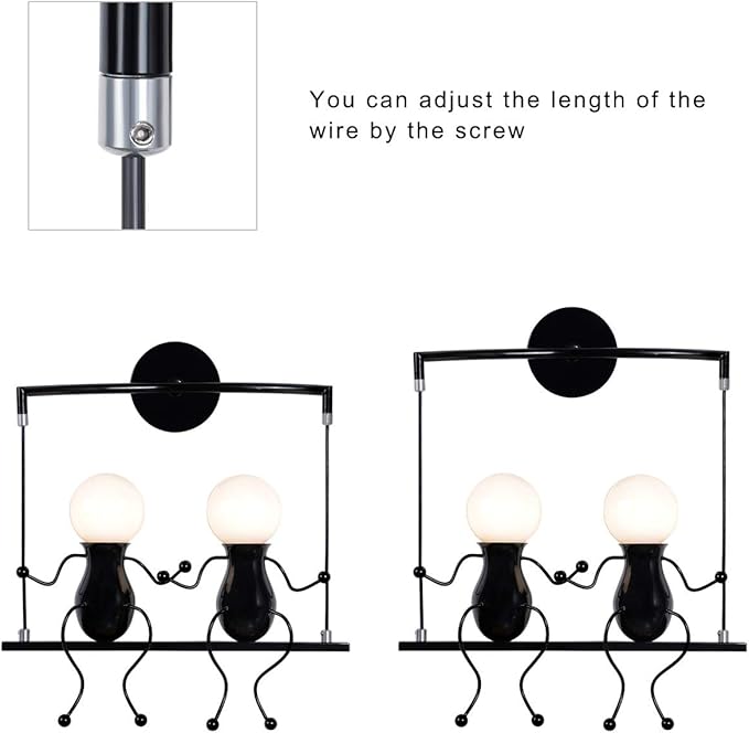 Kawell Humanoid Wall Light Fixtures Modern Wall Lamp Creative Wall Sconce Light Art Deco Max 60W E26 Base for Children Room Bedroom Bedside Living Room Stairs Hallway Restaurant Kitchen