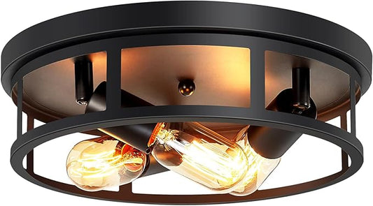 Farmhouse Flush Mount Ceiling Lights,3-Light Black Hallway Light Fixtures,Rustic Flush Mount Ceiling Light Fixture for Kitchen Dining Room Entryway Hall,E26 Base
