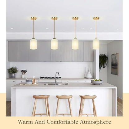 3 Pack Pendant Lights Kitchen Island, Gold Pendant Light Over Island, Modern Glass Island Lights for Kitchen,Adjustable Length, Perfect for Dining Room and Home Decor