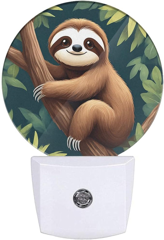 EKOBLA Sloth Plug-in Night Light, Adorable Jungle Animal LED Nightlight with Auto Sensor for Bedroom, Bathroom & Kitchen