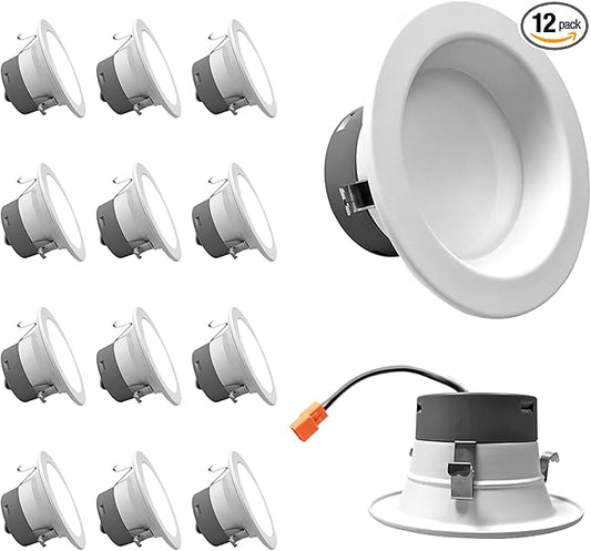 DLR4(v6) 4-inch White 3000K Recessed LED Downlight (12 Pack) (DLR46071203KWH-12PK)