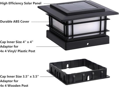 Dynaming 4x4 Solar Post Cap Lights Outdoor with 2 Color Modes, Fence Post Solar Lights Black Shell Fit for 4x4 Vinyl/Wooden Posts, High Brightness LED Lighting Decor for Garden Deck Patio, 8 Pack