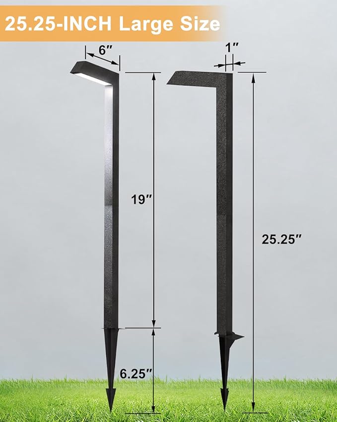Low Voltage Pathway Lights, 4.5W LED Landscape Lighting, 4000K, 9-15V AC/DC, IP65 Waterproof, Aluminum, Black, 6 Pack