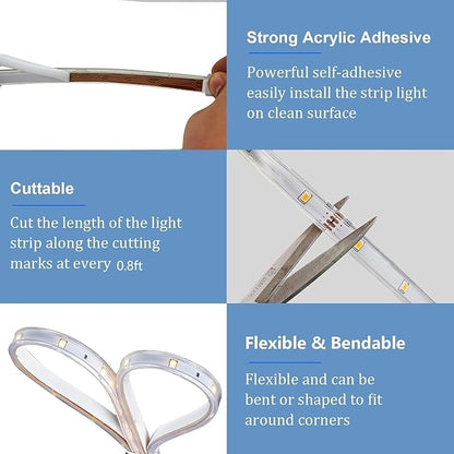 40ft Solar Led Strip Lights Outdoor, 8 Mode Auto On/Off with Remote Timer, Waterproof Self-Adhesive, Prefect for Garden, Patio, Stair and Porch Decor Four-Color Mixed