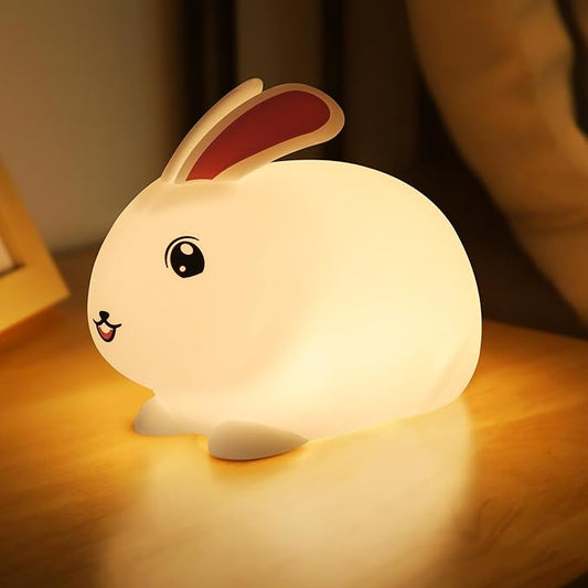 Baby Night Light 7-Color: Soft Silicone Nursery Light for Kids Room Decor with Portable Rechargeable Cute NightLamp Animal Lights - Gifts for Children Toddler