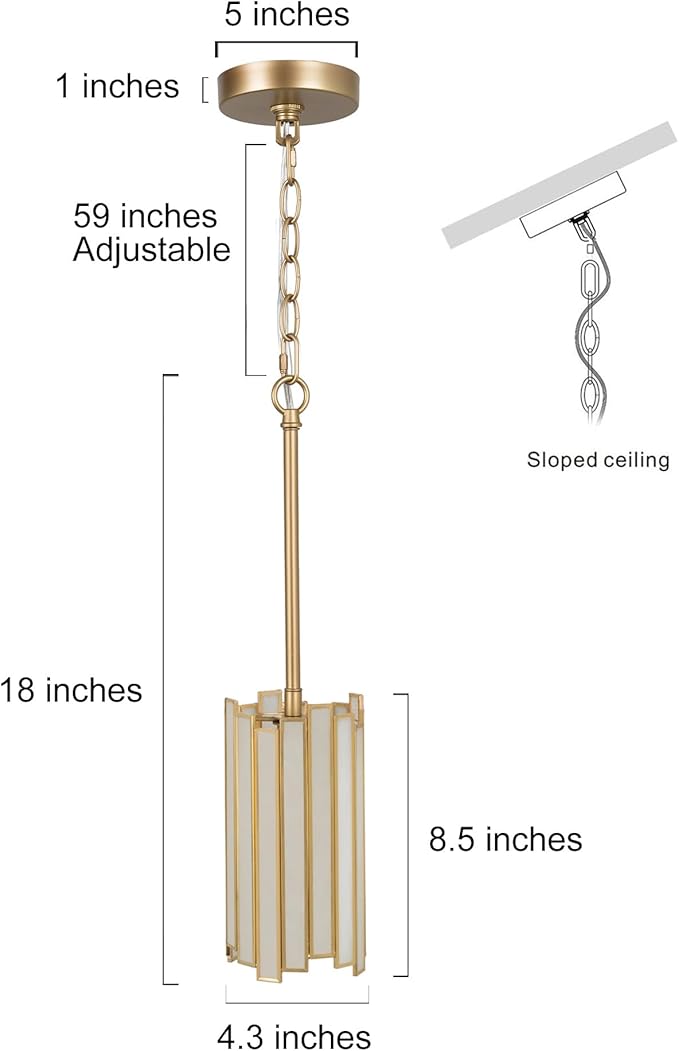 KSANA Gold Pendant Lights Kitchen Island, Kitchen Pendant Lighting Over Island with Cream Glass Shade, Modern Gold Pendant Light Fixtures for Dining Table, Bedside, Tableside, Hallway, 4.3''D x 18''H
