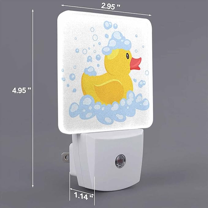 LED Night Light,Cartoon Yellow Rubber Duck LED Night Light Plug into Wall with Dusk to Dawn Light Sensor White Energy Efficient Nightlight for Bedroom Bathroom Hallway Living Room Kitchen