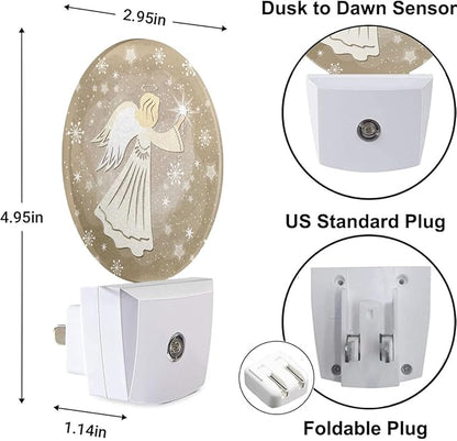 Angel Night Lights Plug into Wall White Angel Wings Cute Plug-in Nightlight Auto on/Off Dim Light Wall Light Sleep Friendly for Boys Girls Room Decor & Holiday Gifts
